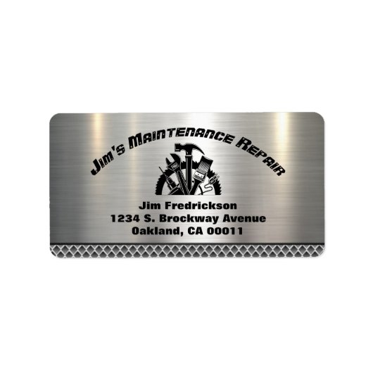 Wartungsanschrift für Handyman Steel Plate Adressaufkleber (Vorne)