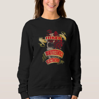 Wartungselektriker Tätowierter Totenkopf & Rote Ro Sweatshirt