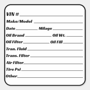 Wartungsservice-Engine-Checkliste für Kraftfahrzeu Quadratischer Aufkleber