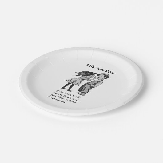 Warum 2024 Blue wählen Pappteller (Schrägansicht)