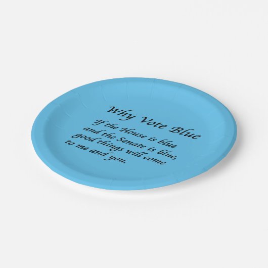 Warum 2024 Blue wählen Pappteller (Schrägansicht)