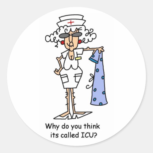 Warum denkst du, es heißt ICU? Runder Aufkleber (Vorderseite)