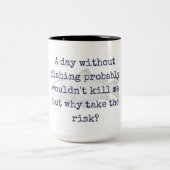 "warum eingehen Sie das Risiko?" Fischen-Tasse Zweifarbige Tasse (Mittel)