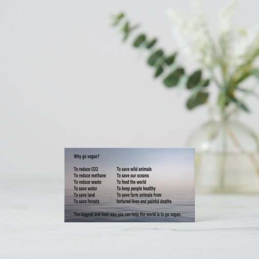 Warum gehen Sie vegan? Geschäft-artige Karte (Stehend Vorderseite)