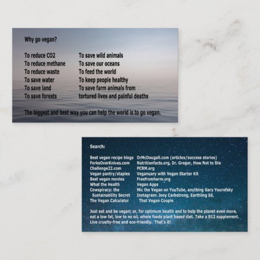 Warum gehen Sie vegan? Geschäft-artige Karte (Vorne/Hinten)