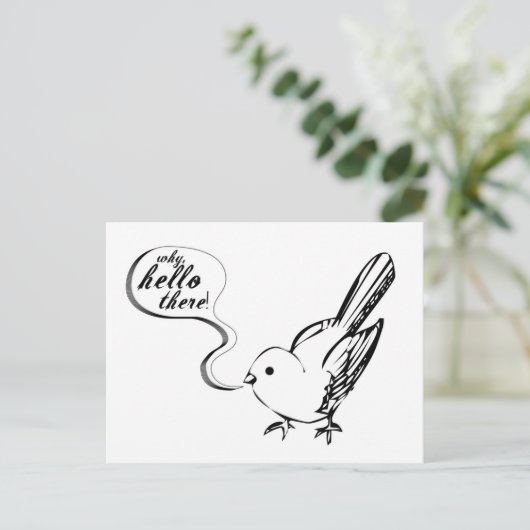 Warum, Hallo! Postkarte (Stehend Vorderseite)