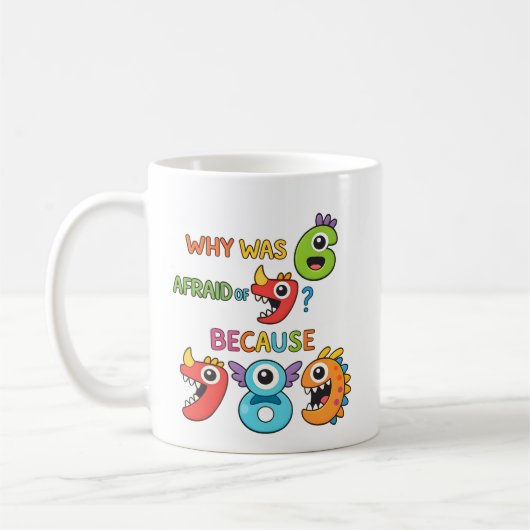 Warum hatte Sechs Angst Lustiger Mathe-Witz-Mug Kaffeetasse (Links)