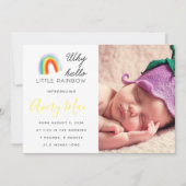 Warum Hello Little Rainbow baby Ankündigung (Vorderseite)