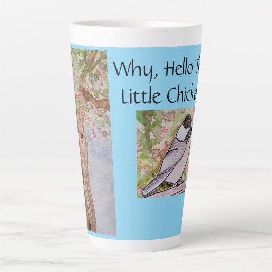 Warum Hello There Little Chickadee Baby Blue Milchtasse (Vorderseite)