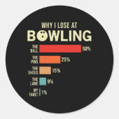 Warum ich an Bowling Funny Bowler verliert Runder Aufkleber (Vorderseite)