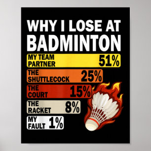 Warum ich beim Badminton verliere Lustig mein Fehl Poster