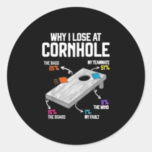 Warum ich beim Cornhole verliere Humor Toss Like a Runder Aufkleber