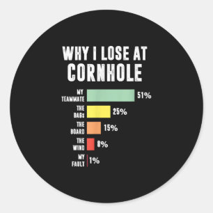 Warum ich beim Cornhole verliere Lustiger Cornhole Runder Aufkleber