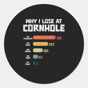 Warum ich Cornhole Retro Toss verliere Runder Aufkleber