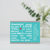 Warum ich dir eine Postkarte Liebe (Stehend Vorderseite)