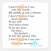 Warum ich fahre quadratischer aufkleber (Vorderseite)