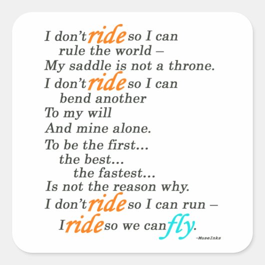 Warum ich fahre quadratischer aufkleber (Vorderseite)