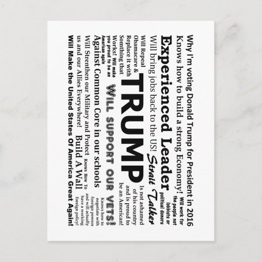 Warum ich für Donald Trump stimme Postkarte (Vorderseite)