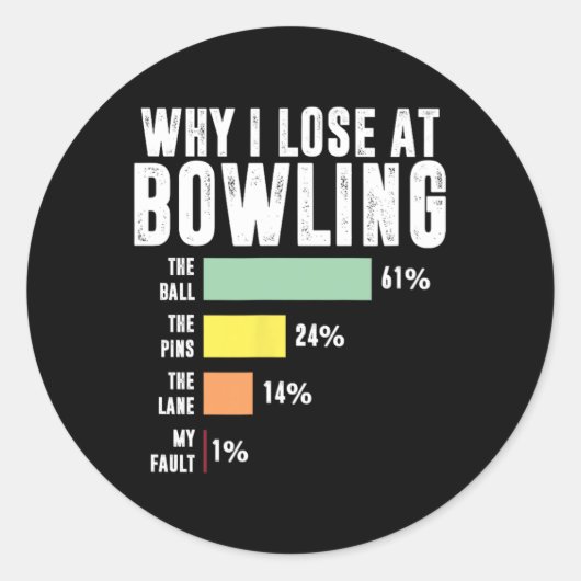 Warum ich im Bowling verliert Runder Aufkleber (Vorderseite)