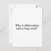 Warum ist Abkürzung so ein langes Wort? Postkarte (Vorne/Hinten)