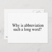 Warum ist Abkürzung so ein langes Wort? Postkarte (Vorne/Hinten)