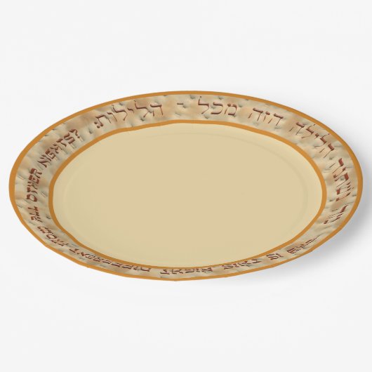 Warum ist diese Nacht anders? Siebpapierplatte Pappteller (Schrägansicht)