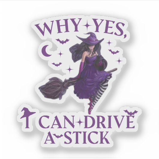 Warum ja ICan Drive A Stick Party Funny Witze Aufkleber (Vorderseite)