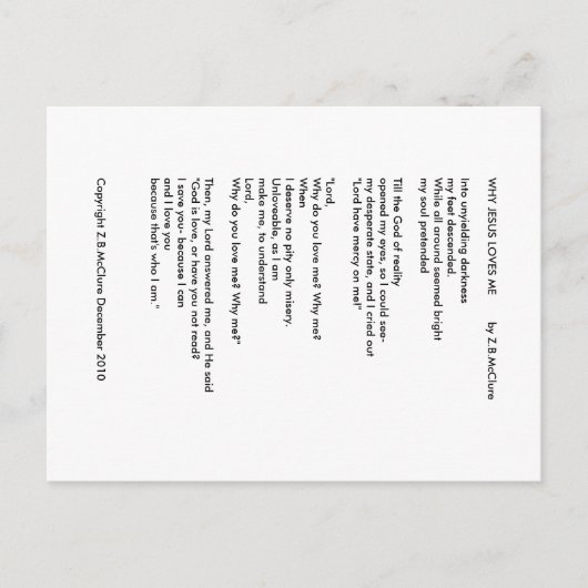 WARUM JESUS LIEBEN ME - Postkarte (Vorderseite)