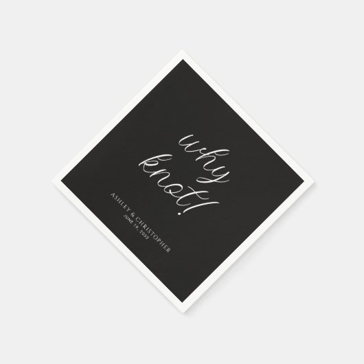 Warum Knoten! Minimaler typografischer Black Cockt Serviette (Ecke)