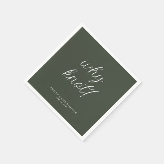 Warum Knoten! Minimaler typografischer Moosgrüner  Serviette (Ecke)
