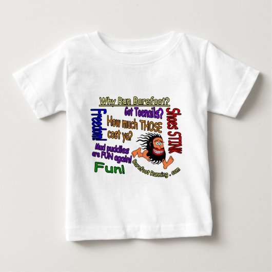 Warum Lauf barfüßig? Baby T-shirt (Vorderseite)