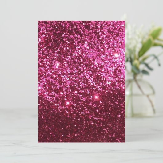 WARUM NEON PINK SPARKLE GLITZER HINTERGRUNDLAGE PA EINLADUNG (Stehend Vorderseite)