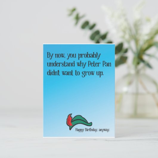 Warum Peter Pan nicht wollte, groß zu werden Postkarte (Stehend Vorderseite)