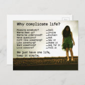 Warum sich das Lebensangebot verkomplizieren? Postkarte (Vorne/Hinten)