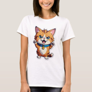 Warum so still? – Verwirrter Katzenaufkleber T-Shirt