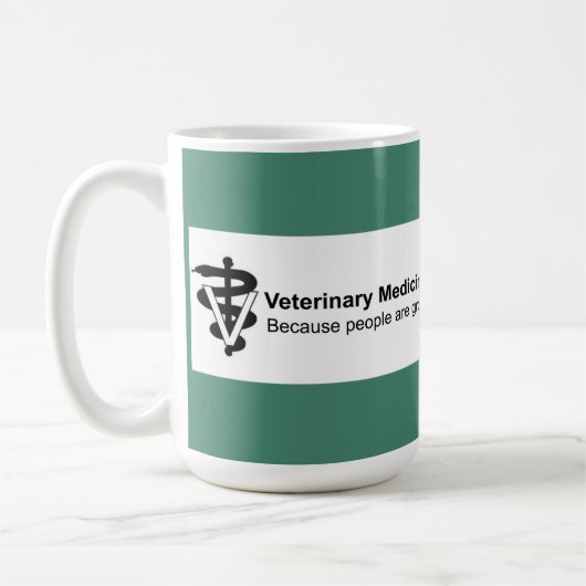 Warum Veterinärmedizin? 15 Unze. Grüne gestreifte Kaffeetasse (Links)