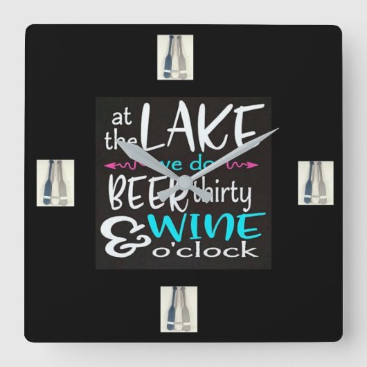 WARUM WIR LEBEN **AM SEE** KLICKEN QUADRATISCHE WANDUHR (Vorderseite)