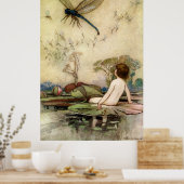 Warwick Goble Waterbaby auf einer Wasserlilie Poster (Küche)