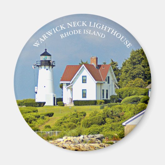Warwick Neck Lighthouse, Rhode Island Round Magnet (Vorne)