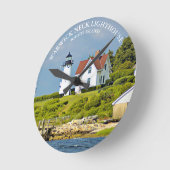Warwick Neck Lighthouse, RI Round Wall Clock Runde Wanduhr (Winkel)