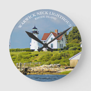 Warwick Neck Lighthouse, RI Round Wall Clock Runde Wanduhr