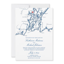Warwick RI Karte Elegant Navy Blue Wedding