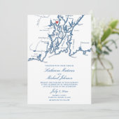Warwick RI Karte Elegant Navy Blue Wedding (Stehend Vorderseite)