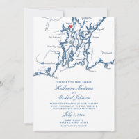 Warwick RI Karte Elegant Navy Blue Wedding