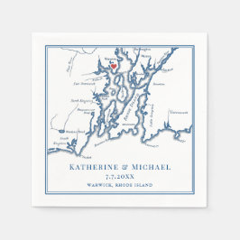 Warwick RI Karte Elegant Navy Blue Wedding Serviette