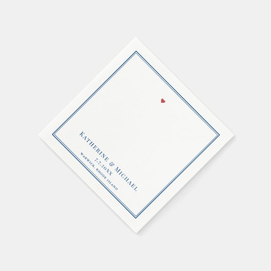 Warwick RI Karte Elegant Navy Blue Wedding Serviette (Ecke)