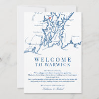 Warwick RI Wedding Welcome Itinerary Navy Blue