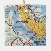 Warwick VA Vintag Map Keramikornament (Vorderseite)