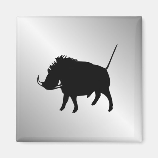 Warzen-Wildschwein Silber Magnet (Vorne)