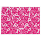WARZPINK MIT TROPISCHEN WEISSEN HIBISKEN BLUME GROßE GESCHENKTÜTE (Rückseite)